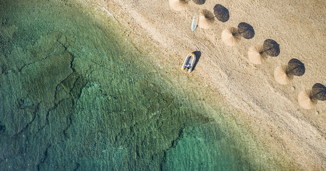 Luftaufnahme vom Strand bei Aminess Planet Camping Sirena, Novigrad, Kroatien