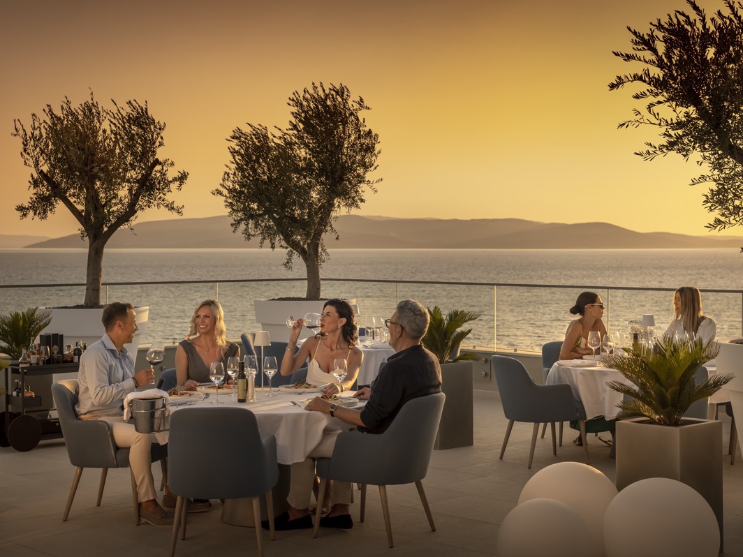 Sunset dinner at The Above rooftop restaurant of Aminess Khalani Hotel in Makarska