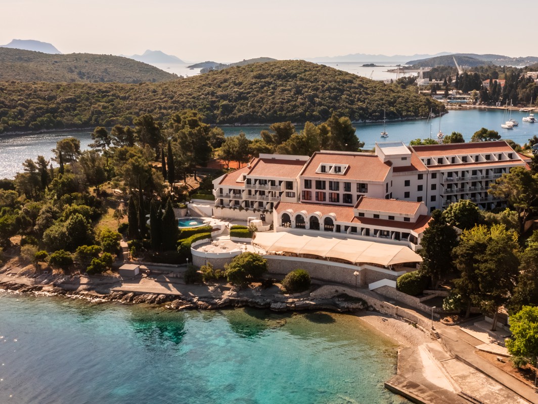 Aerial view of Aminess Younique Liburna Hotel in Korčula