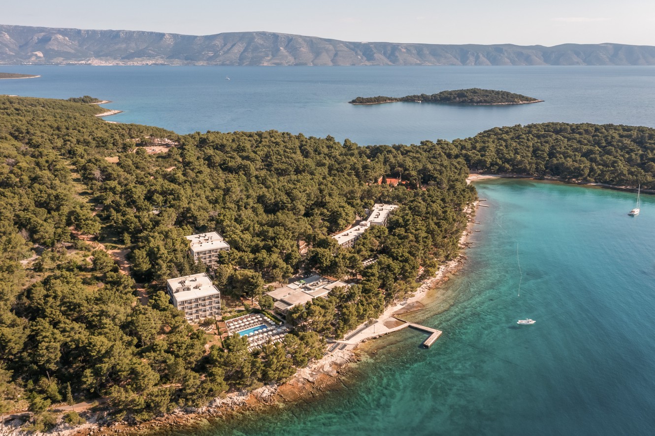 Aerial view of the Aminess Younique Senses resort in Hvar