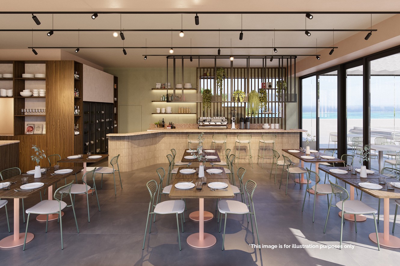 Interior of Il Cantuccio restaurant featuring a modern bar, elegant dining area and a relaxed Mediterranean atmosphere