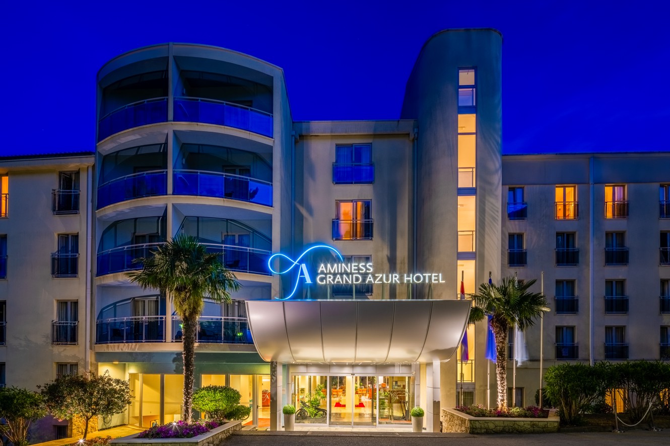 Main entrance to the Aminess Vival Grand Azur Hotel, Orebić.