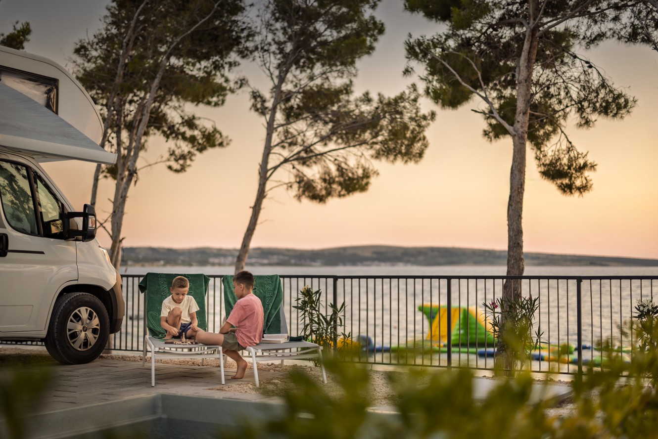 Camper pitch with private pool and sea view at Avalona Resort