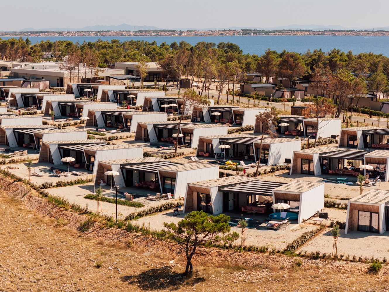 Mobilheime aus der Vogelperspektive im Aminess Style Camping Avalona Resort