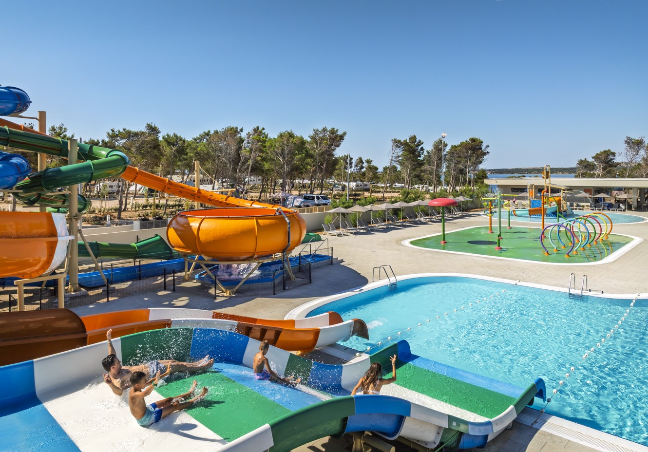 Aquapark with slides and pools at Avalona Resort on Pag island