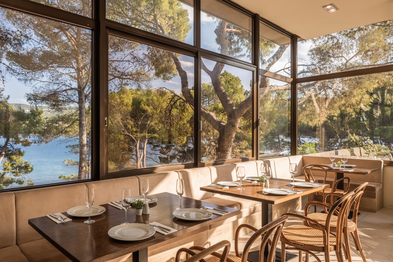 Pool bar view from the Aminess Younique Senses resort in Hvar