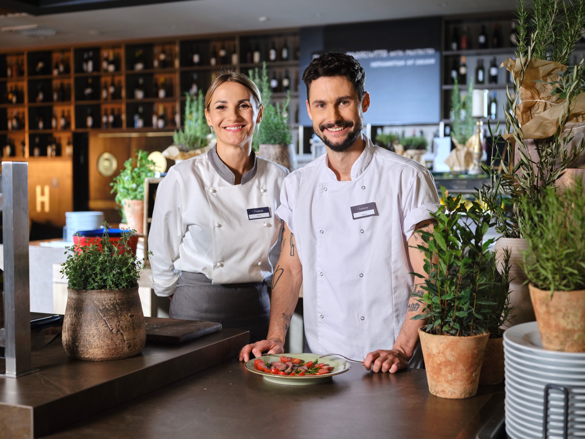 Bar staff at Aminess