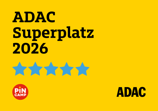 ADAC Superplatz 2026 five-star award presented to Aminess camps – official ADAC PiNCAMP graphic.