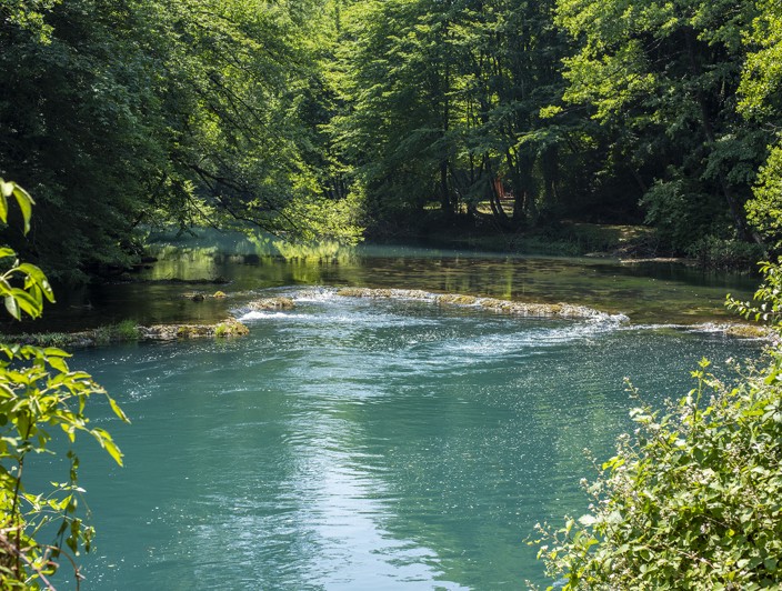 Il fiume Mreznica con acqua cristallina circondato da boschi e piccole cascate