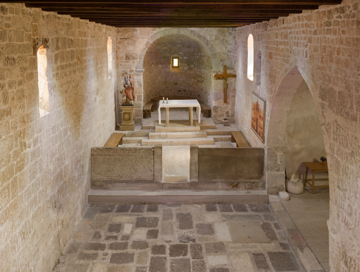 Interior of St. Lucia Church in Jurandvor, Krk Island, Croatia, home of the historic Baška Tablet.
