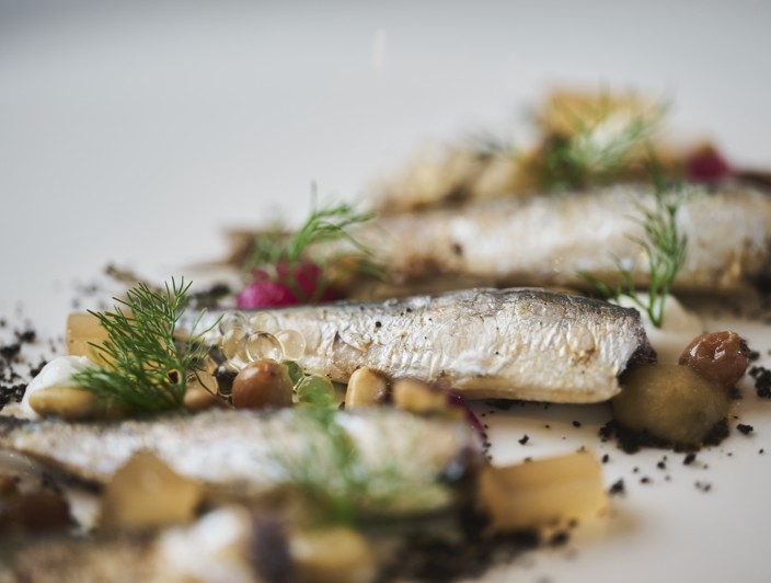 Grilled fish fillet served with herbs at Orebic on Peljesac Peninsula.