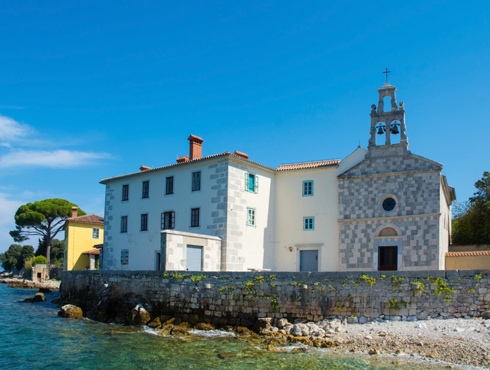 St. Mary Monastery in Glavotok on Krk Island, Croatia, situated along the Adriatic Sea.