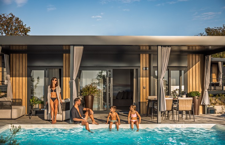 Amber Sea luxury holiday home with a private pool at an Aminess camping resort, perfect for a premium family holiday by the sea