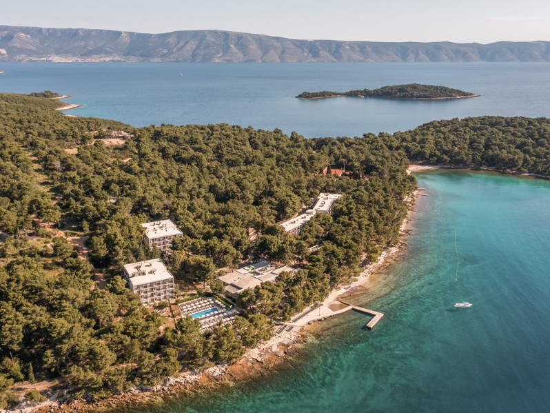 Aerial view of the Aminess Younique Senses resort in Hvar