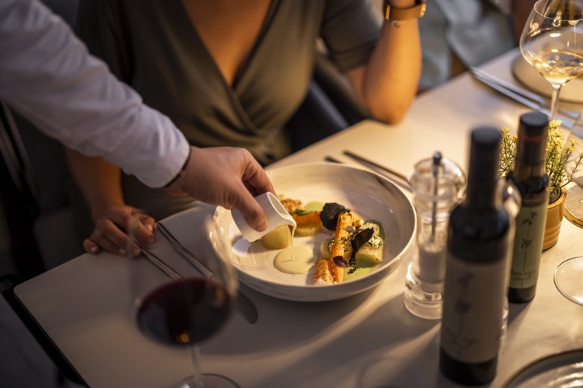 A view of a gourmet meal on a set table - 7Seas Restoran & Bar - Njivice, Krk