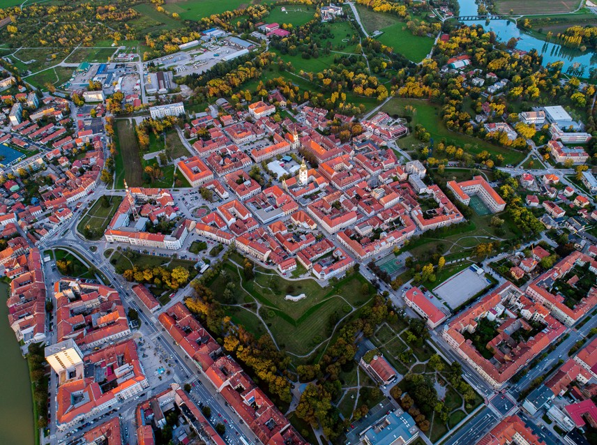 Aerial view of Karlovac Zvijezda, a unique Renaissance star-shaped town