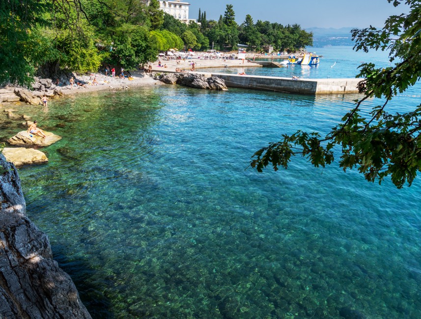 Crystal-clear Opatija coastline with sea view and promenade