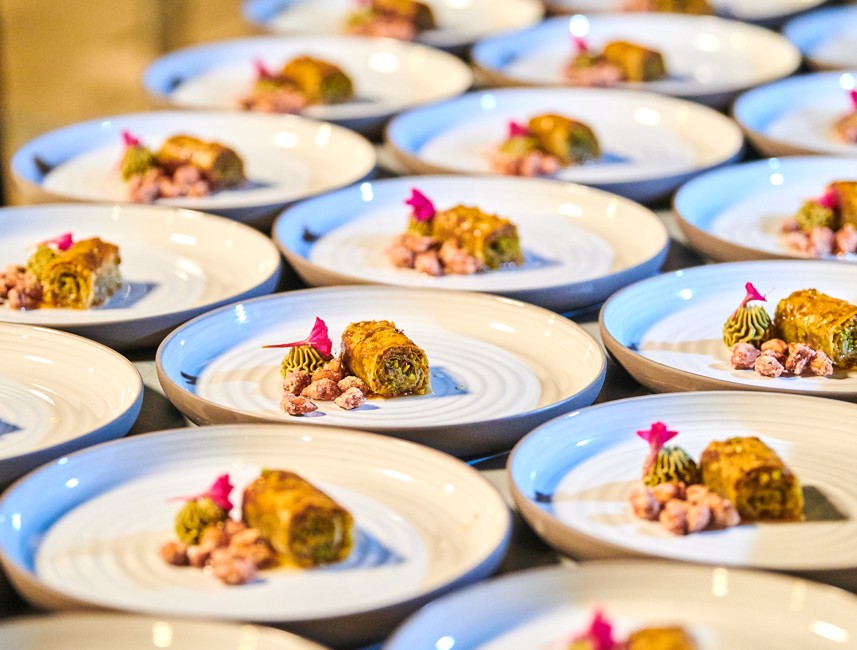 Gourmet plated dishes arranged for fine dining on Krk Island, Croatia.