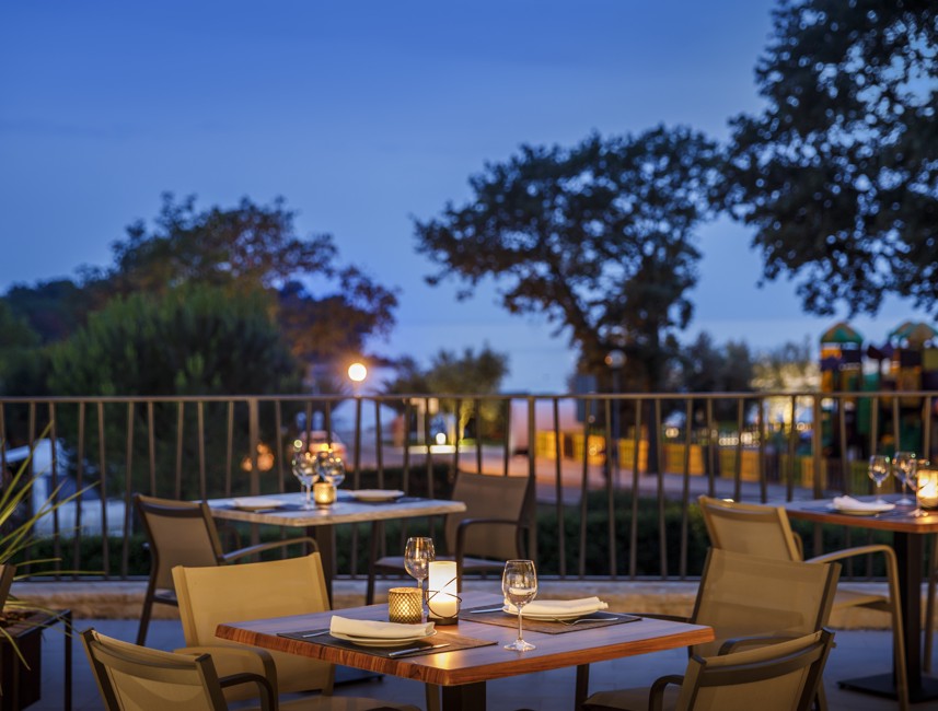 View from a terrace of a restaurant at the Aminess Planet Camping Maravea, Novigrad