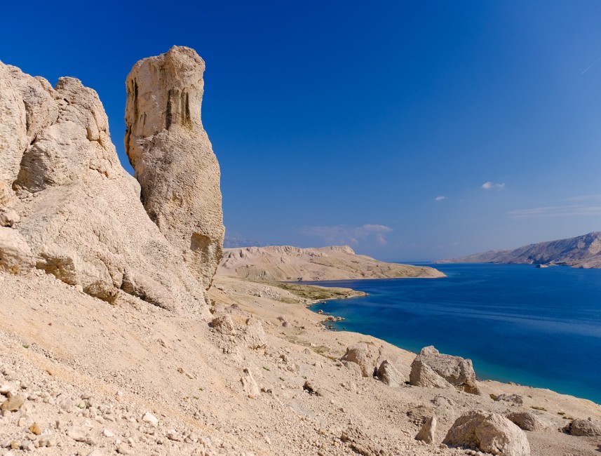 Pag is known for its crystal-clear sea, where visitors can enjoy swimming and diving in the pristine waters surrounding the island.