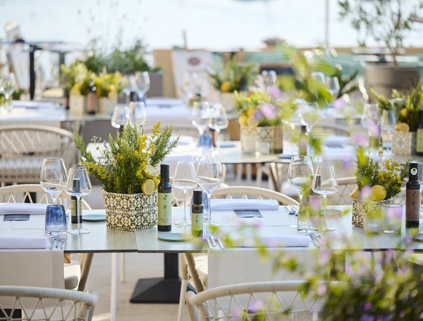 Elegantly set outdoor tables during Aminess Wine & Gourmet Nights