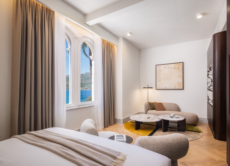 Superior double room with sea view at Younique Korcula Heritage Hotel.