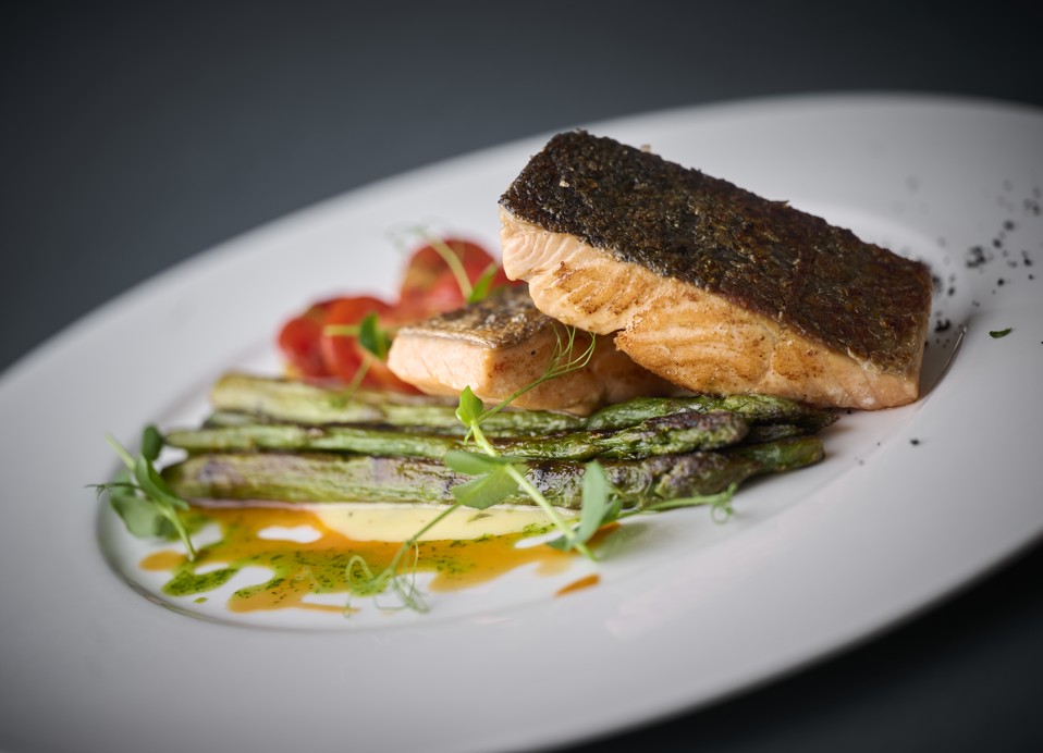 Salmon steak from the Gradella restaurant at Aminess Planet Camping Sirena, Novigrad, Croatia