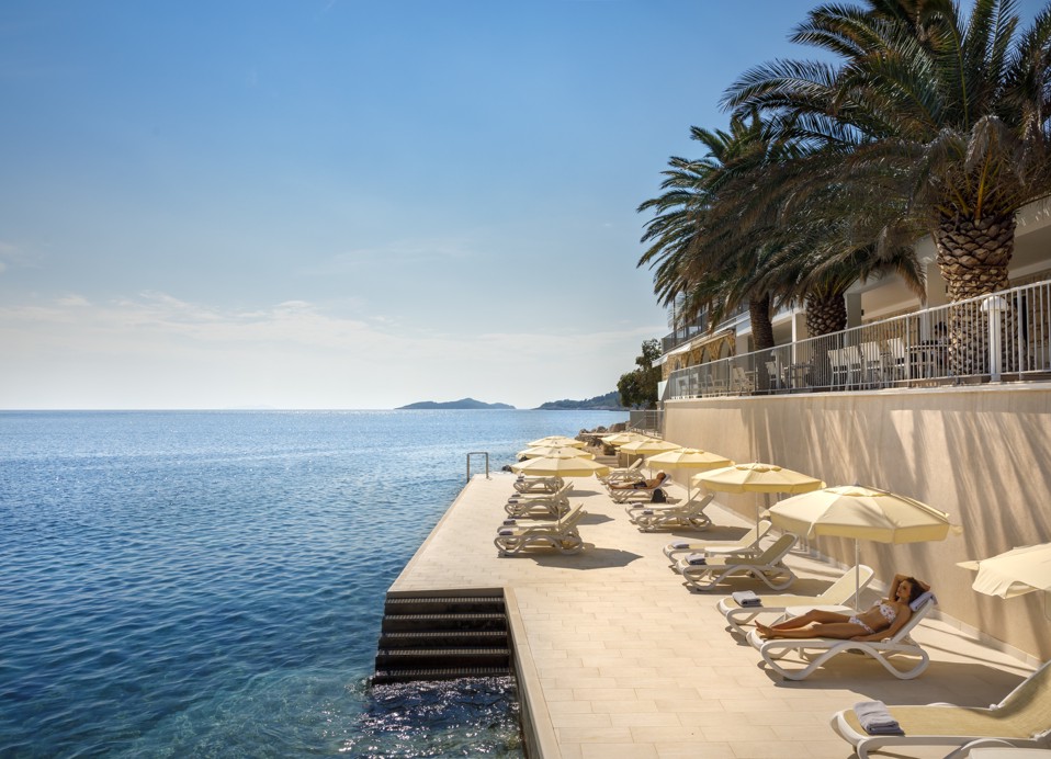 Panoramic sea views from the beach at the Aminess Younique Lume Hotel.