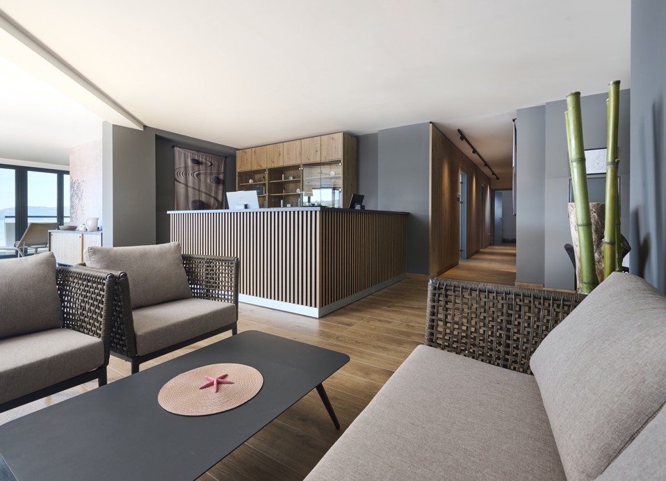 Modern and welcoming reception area at the spa of Aminess Style Camping Atea Resort.