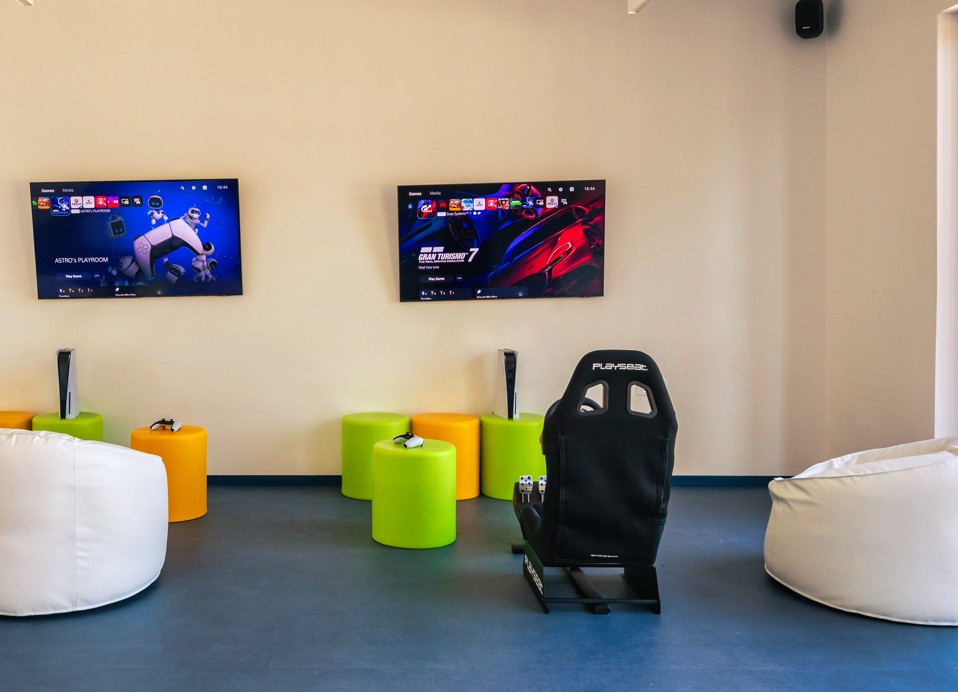 Corner for video games at Aminess Style Camping Avalona resort.