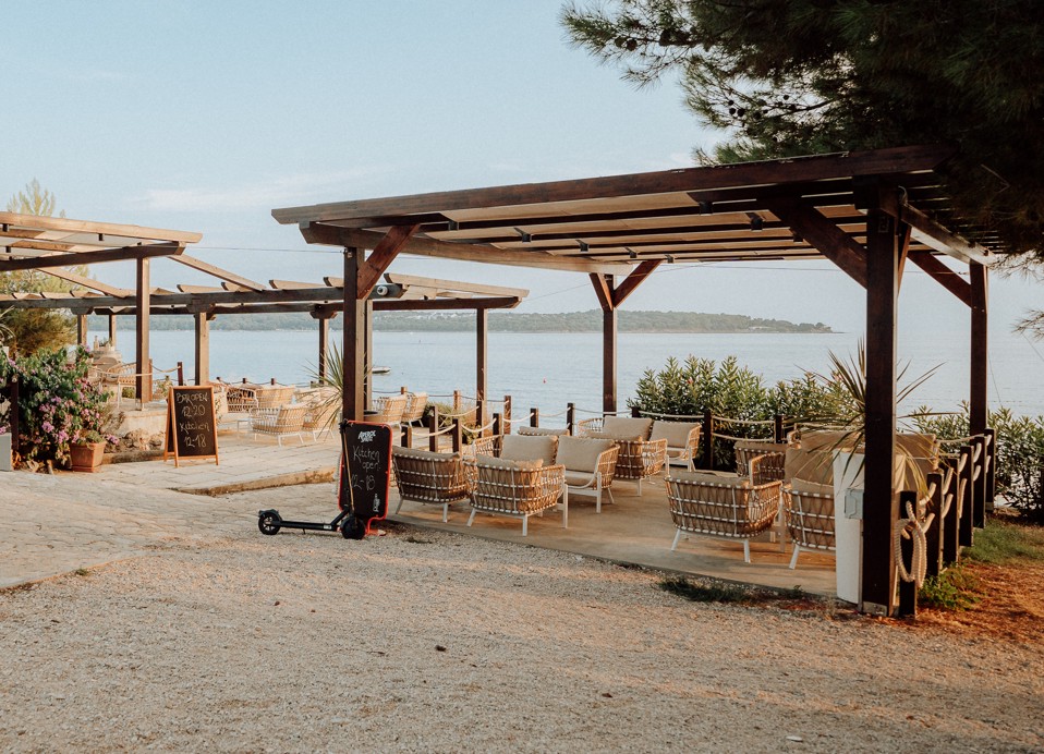 Terrace of the Oleandar bar at Aminess Planet Camping Sirena, Novigrad, Croatia