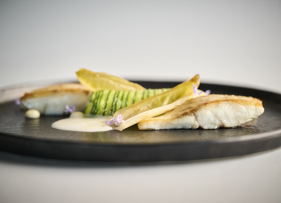 Divja jadranska morska basa, postrežena v restavraciji & baru 7 Seas, ki predstavlja najboljše iz lokalne kuhinje v bližini Aminess Style Camping Atea Resort.