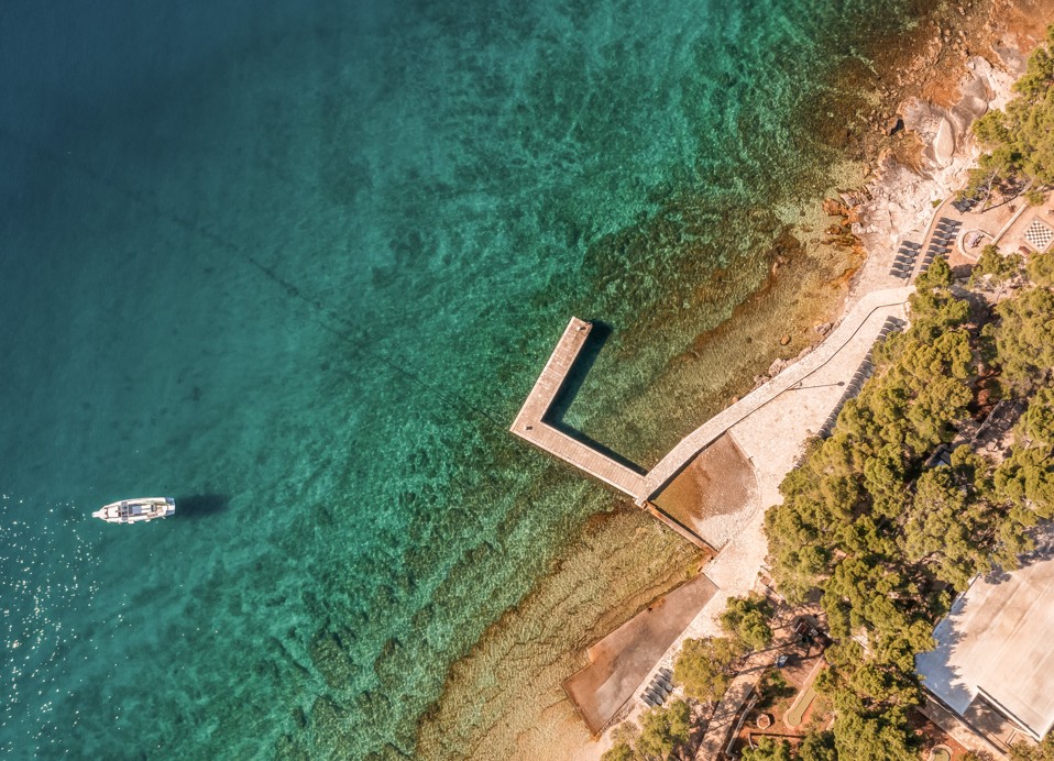 Bird’s-eye view of the seaside at Aminess Younique Senses Resort Hvar