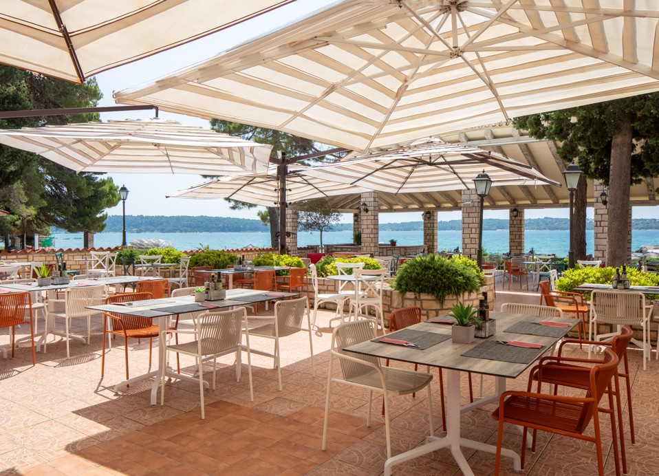 La Gradella restaurant tables at Aminess Planet Camping Sirena, Novigrad, Croatia