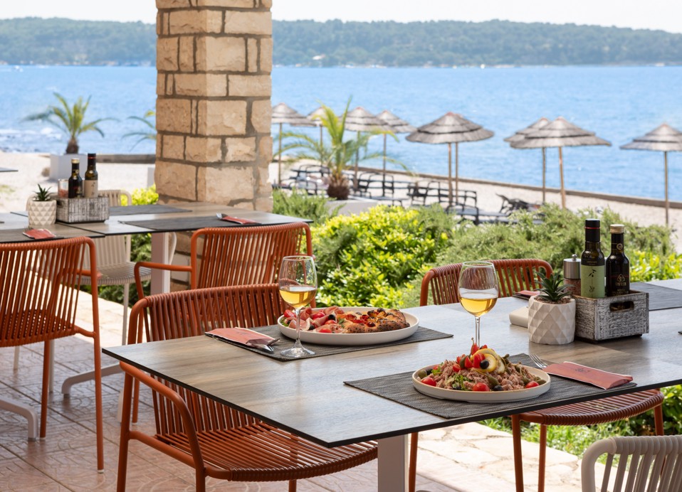 View of the sea from the Gradella restaurant at Aminess Planet Camping Sirena, Novigrad, Croatia