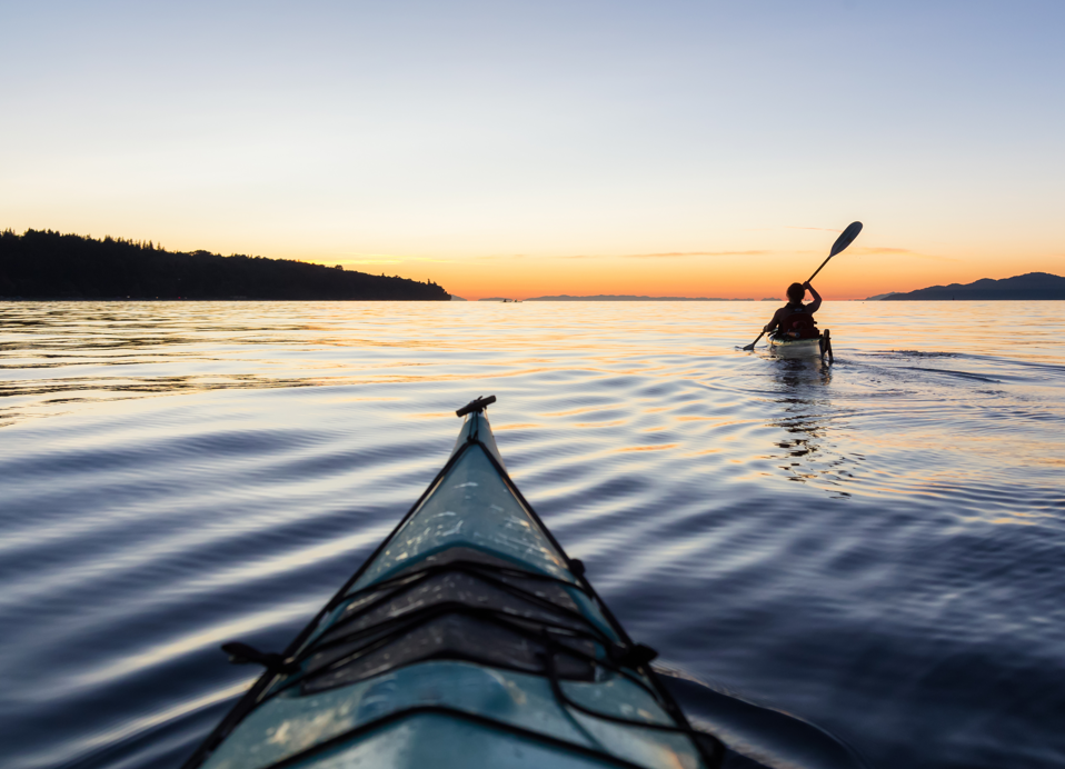 Two kayaks in the Adriatic sea at Aminess Vival Velaris Casa, in Brač Croatia