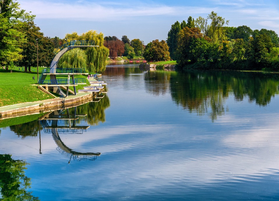 Foginovo riverside swimming area in Karlovac, author Aleksandar Gospić.