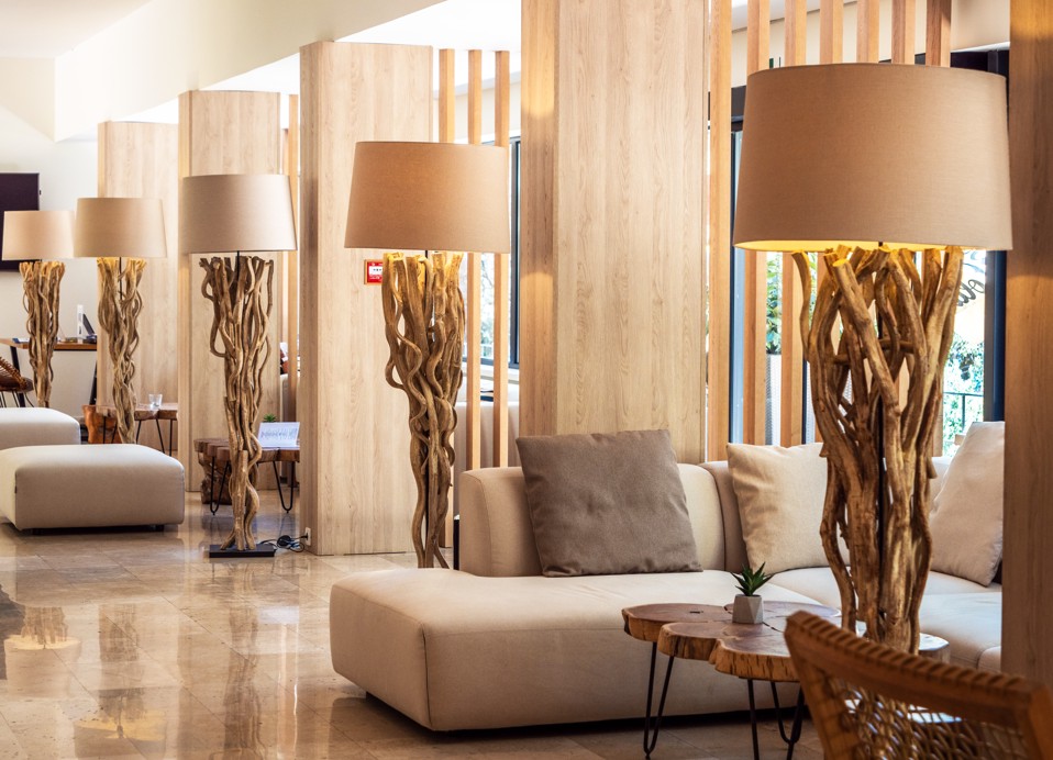 Decor of the lobby bar at Aminess Younique Senses Resort Hvar