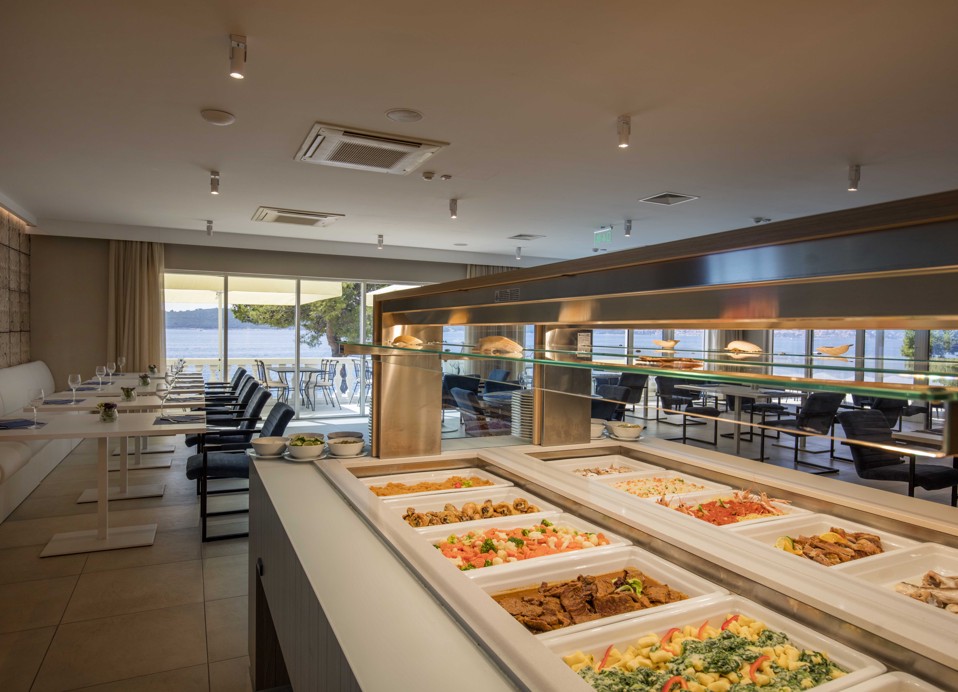 Variety of dishes on offer at the buffet restaurant at Aminess Younique Bellevue Hotel.