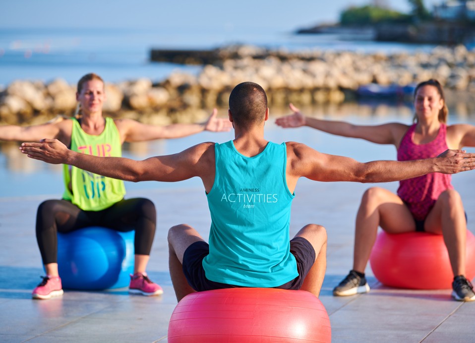Pilates class by the sea at Magal Maradiso Hotel by Aminess.
