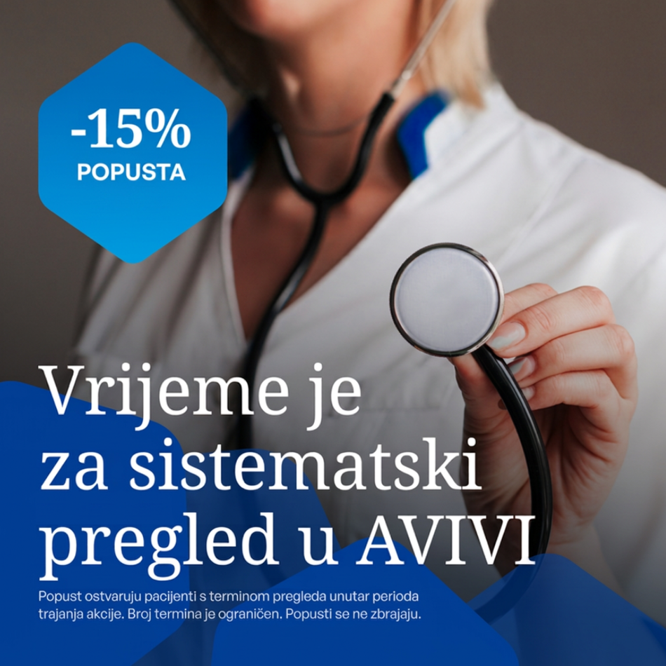 15% popusta na odabrane sistematske preglede za žene i muškarce.