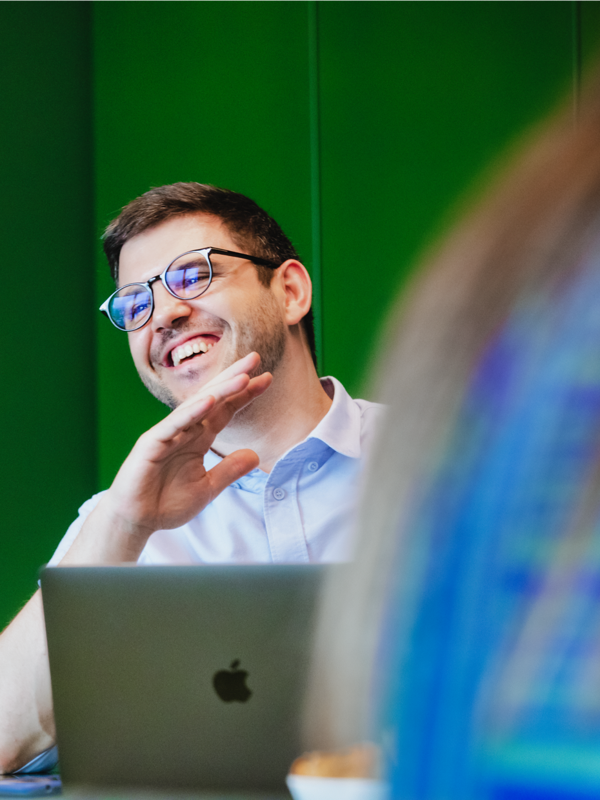 Shape team meet smiling