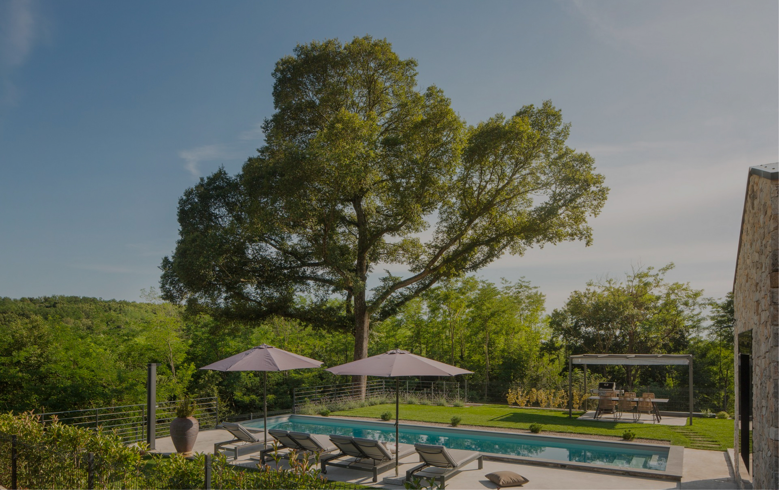 Exterior of a holiday home with a private pool in Istria